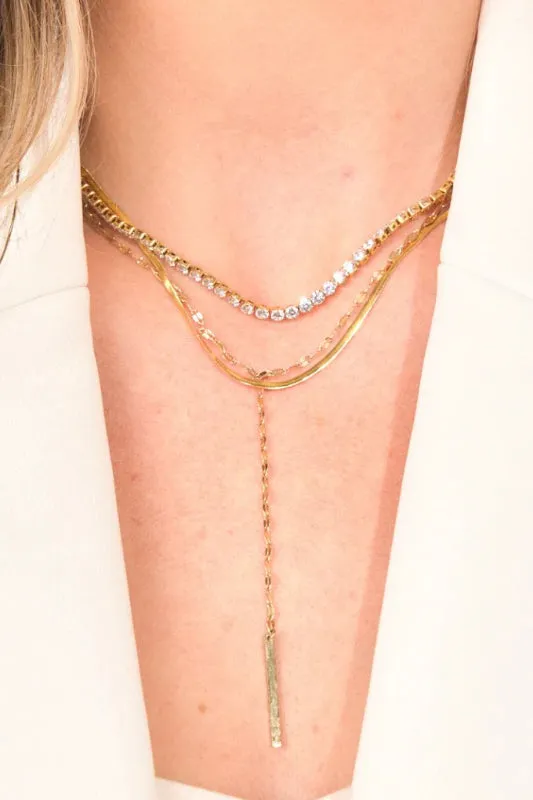 stella shimmer tennis necklace - gold