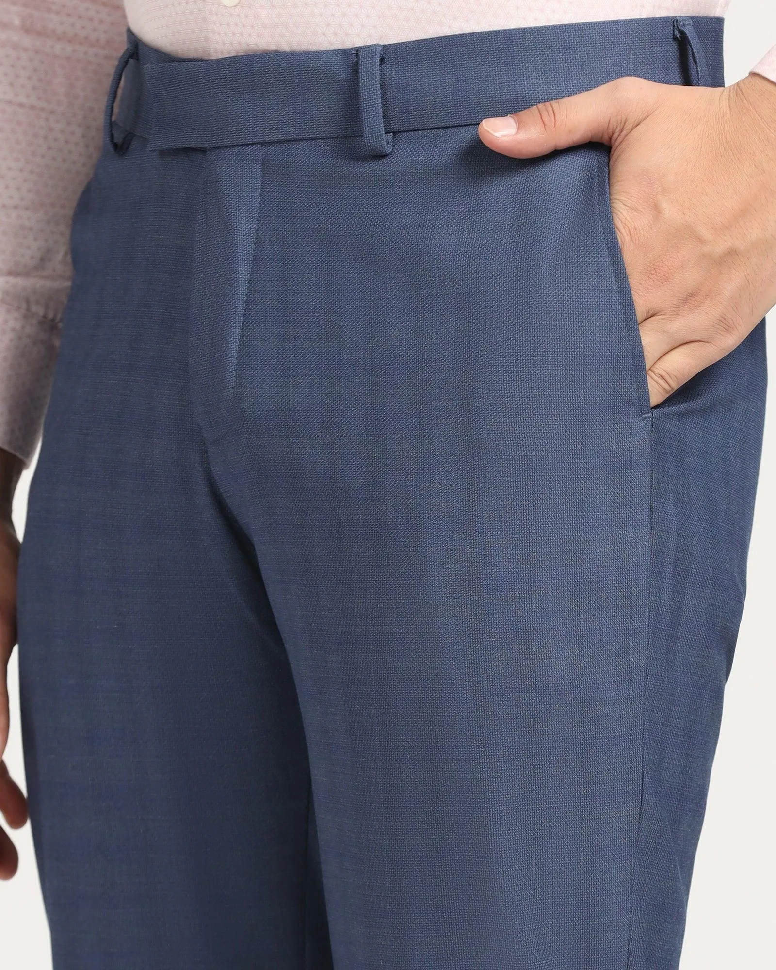 Straight B-90 Formal Blue Check Trouser - Yin