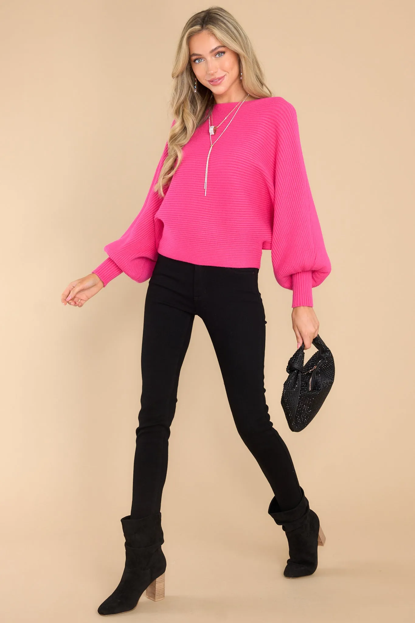 Straight To Business Hot Pink Sweater