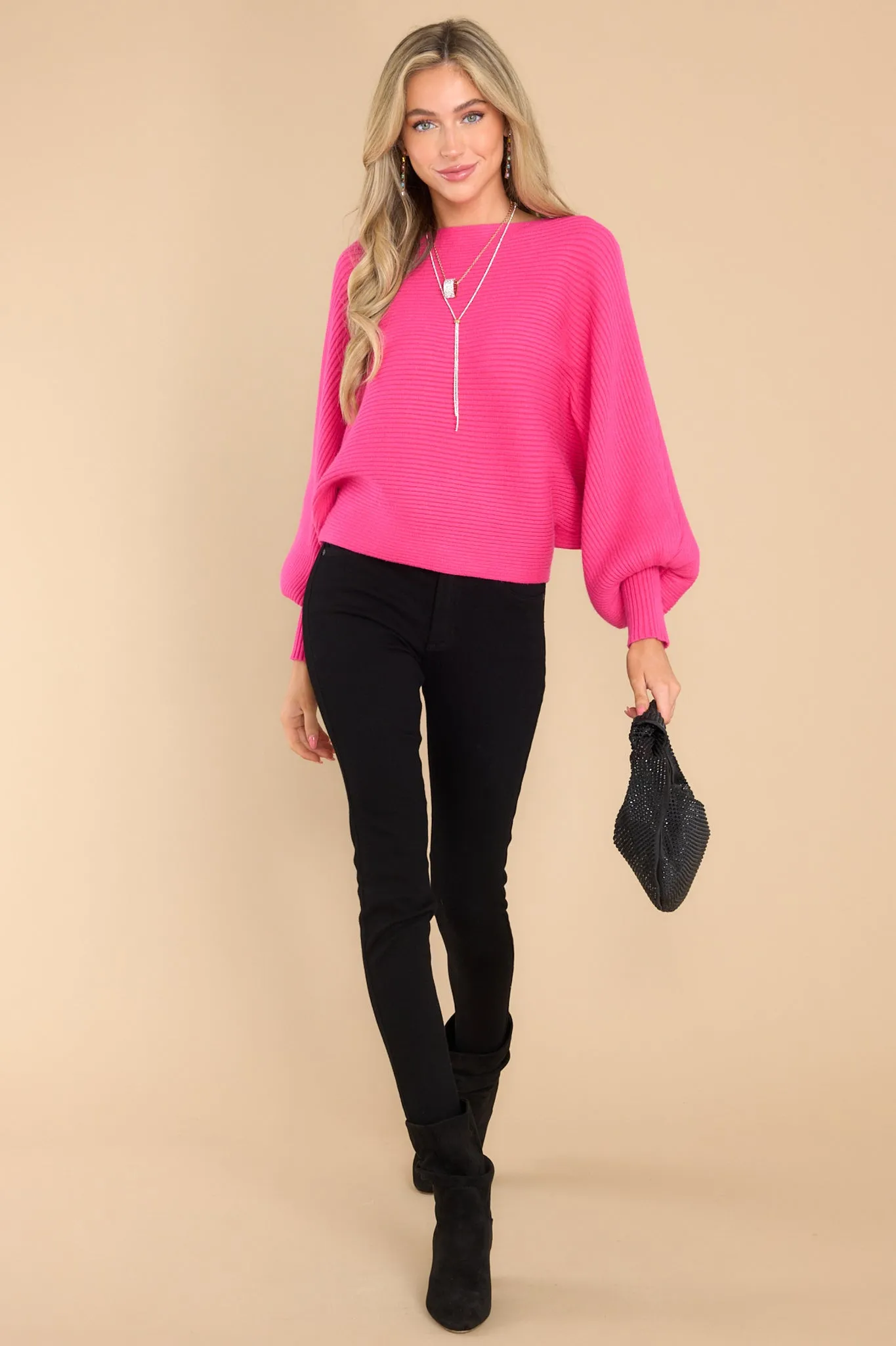 Straight To Business Hot Pink Sweater