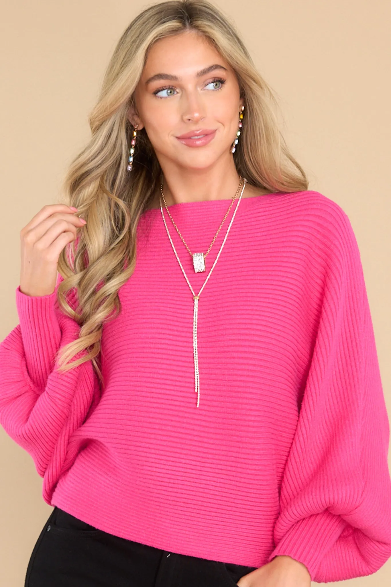 Straight To Business Hot Pink Sweater