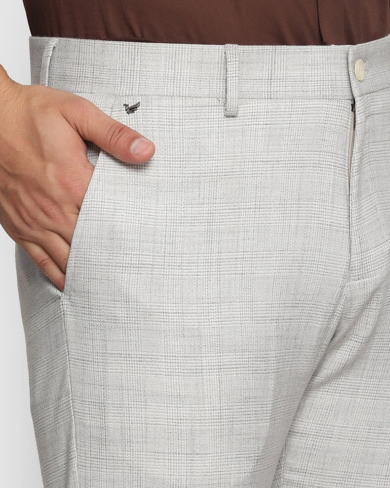 Super Slim Phoenix Formal Light Grey Check Trouser - Doja