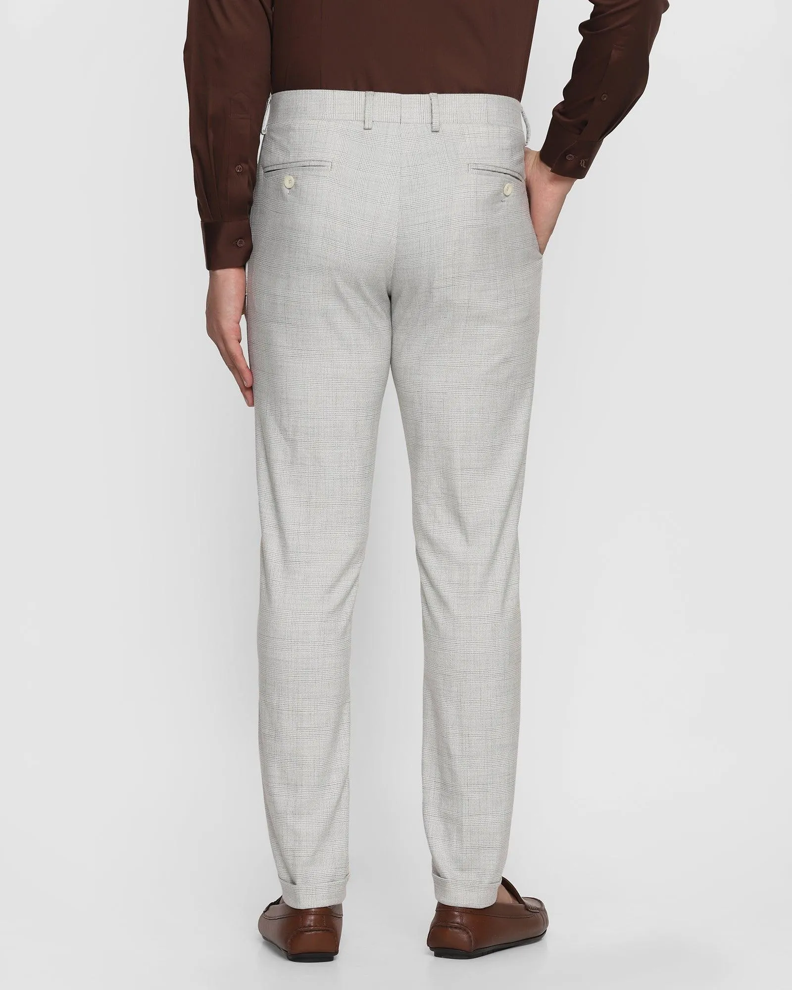 Super Slim Phoenix Formal Light Grey Check Trouser - Doja