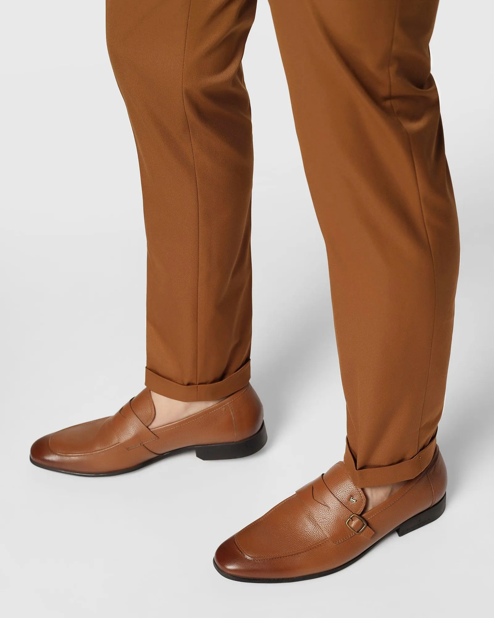 Super Slim Phoenix Formal Tobacco Brown Solid Trouser - Silas