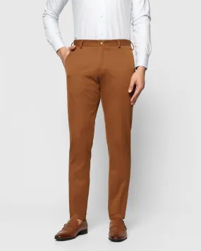 Super Slim Phoenix Formal Tobacco Brown Solid Trouser - Silas