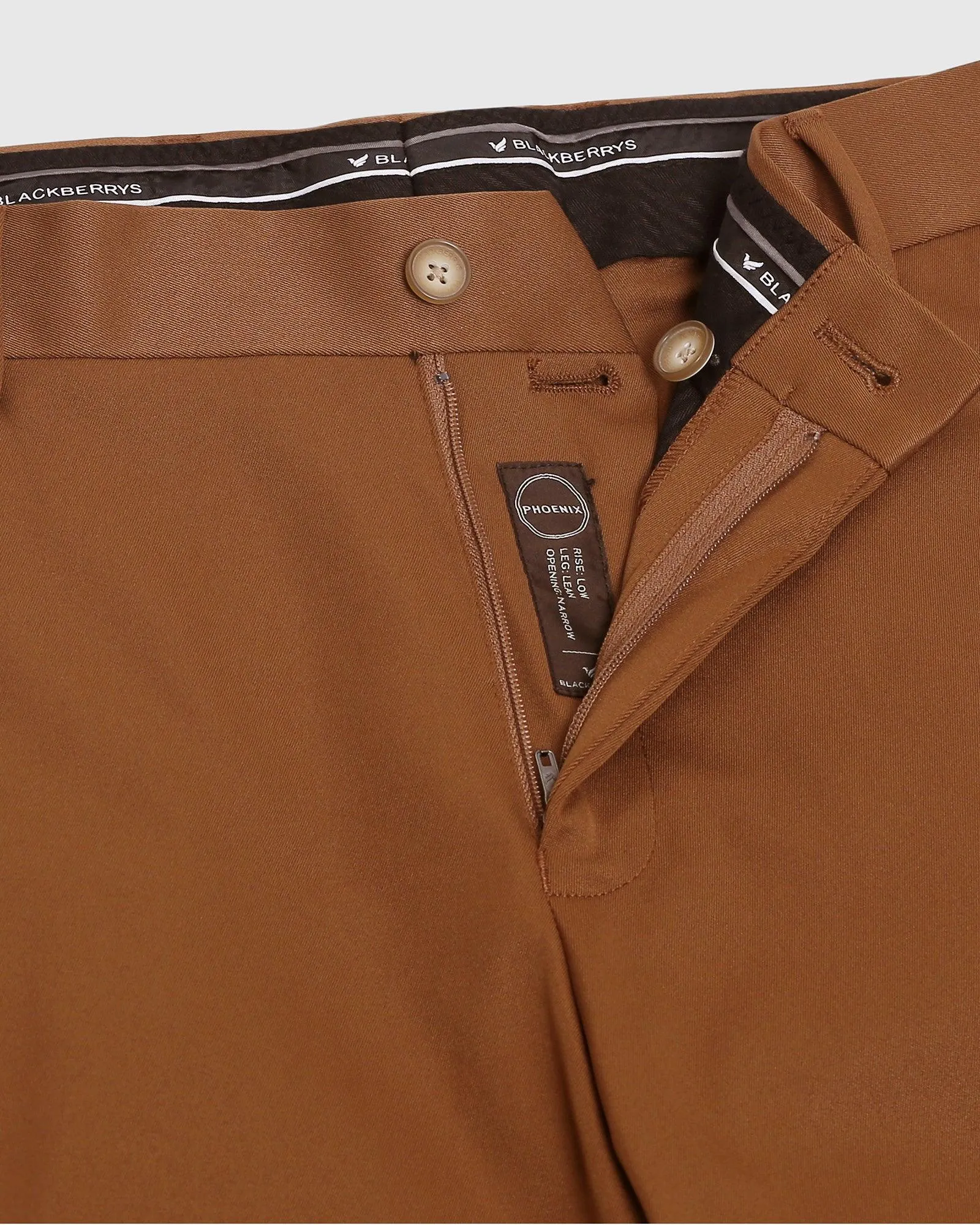 Super Slim Phoenix Formal Tobacco Brown Solid Trouser - Silas