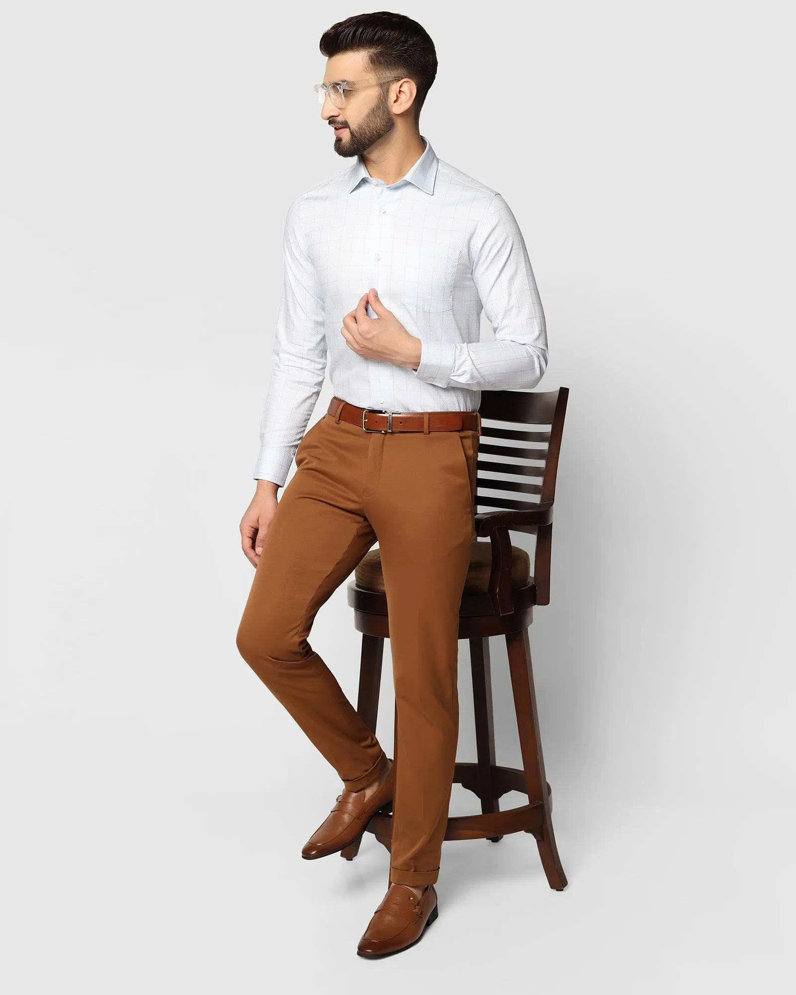 Super Slim Phoenix Formal Tobacco Brown Solid Trouser - Silas