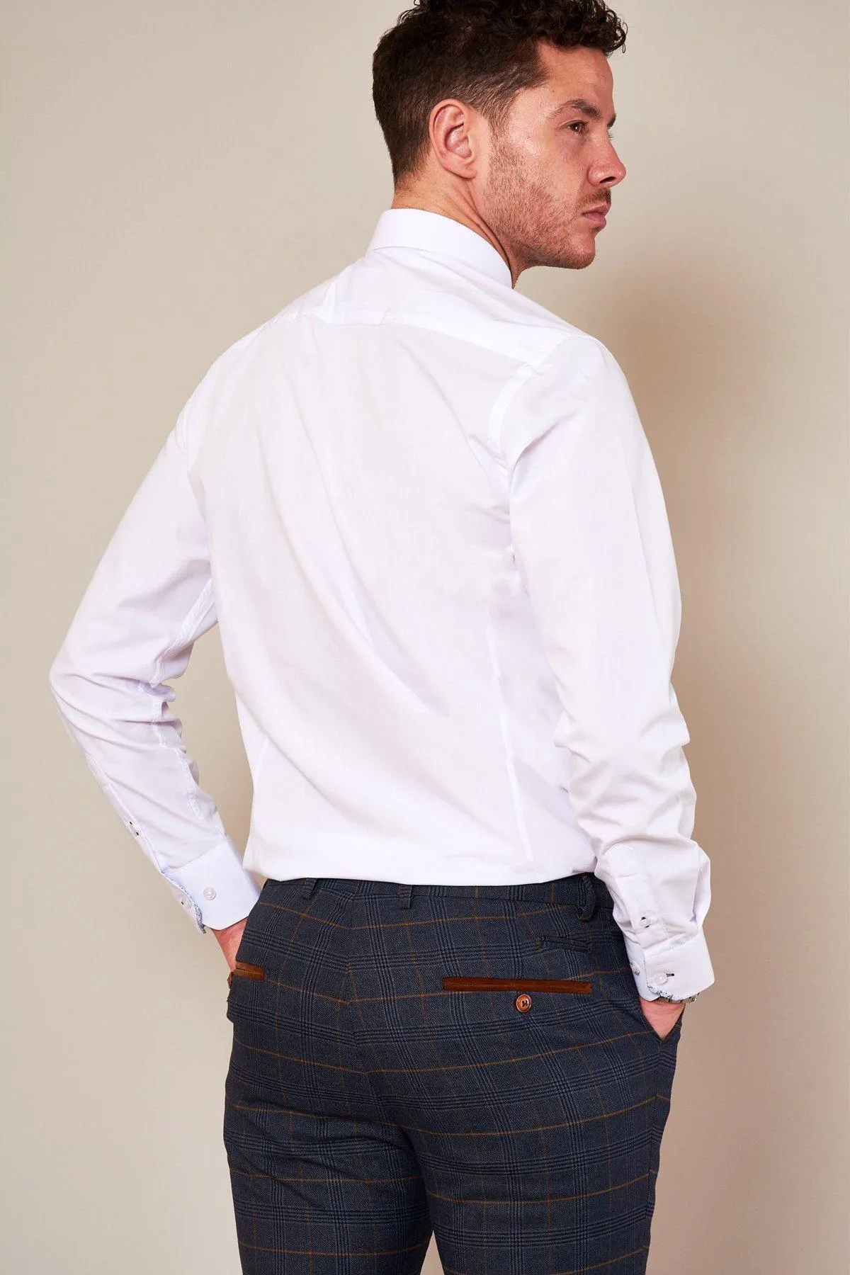 SUTTON - White Shirt With Collar Bar