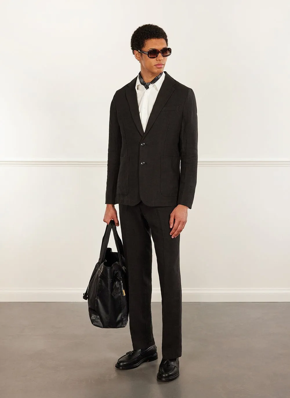 Tailored Linen Trousers | Black