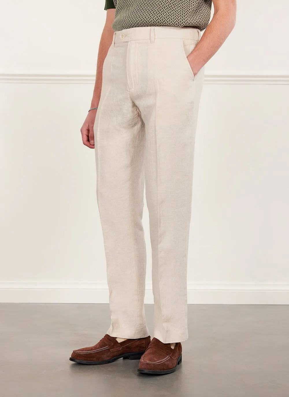 Tailored Linen Trousers | Stone