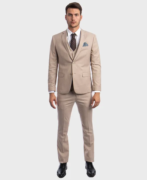 Tan Ultra Slim Fit 3-Piece Prom Suit