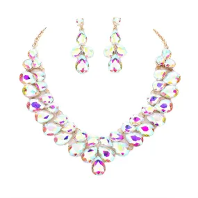 Teardrop Stone Cluster Evening Necklace