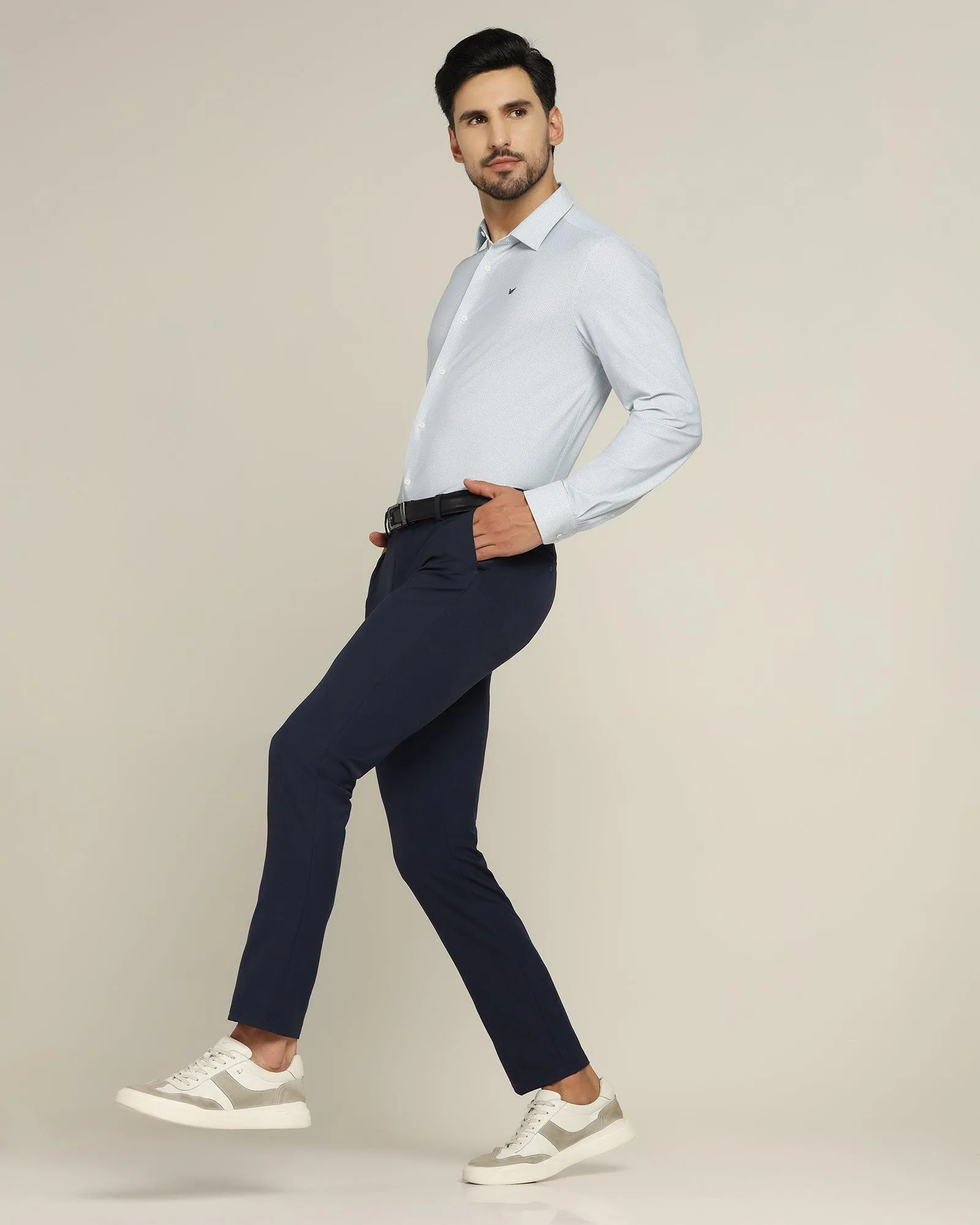 TechPro Slim Fit B-91 Formal Navy Solid Trouser - Kinley