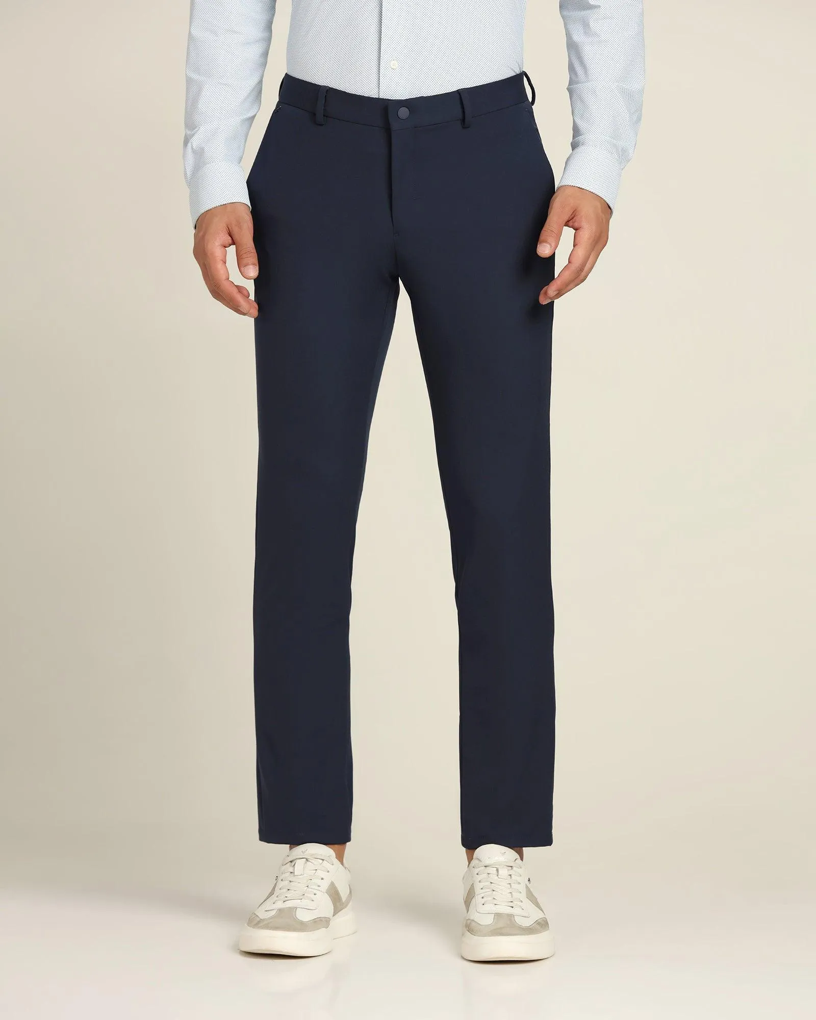 TechPro Slim Fit B-91 Formal Navy Solid Trouser - Kinley