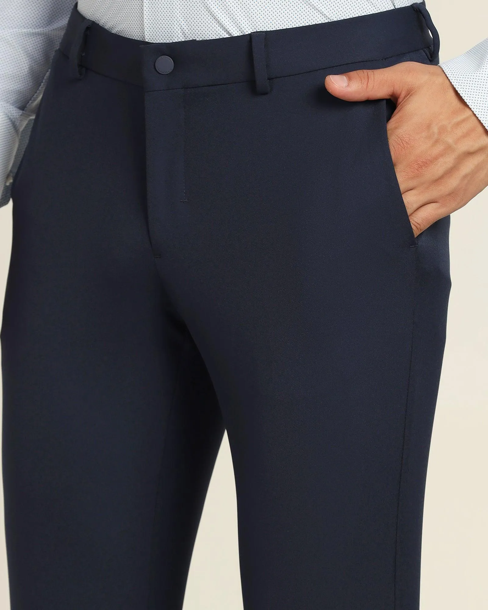 TechPro Slim Fit B-91 Formal Navy Solid Trouser - Kinley