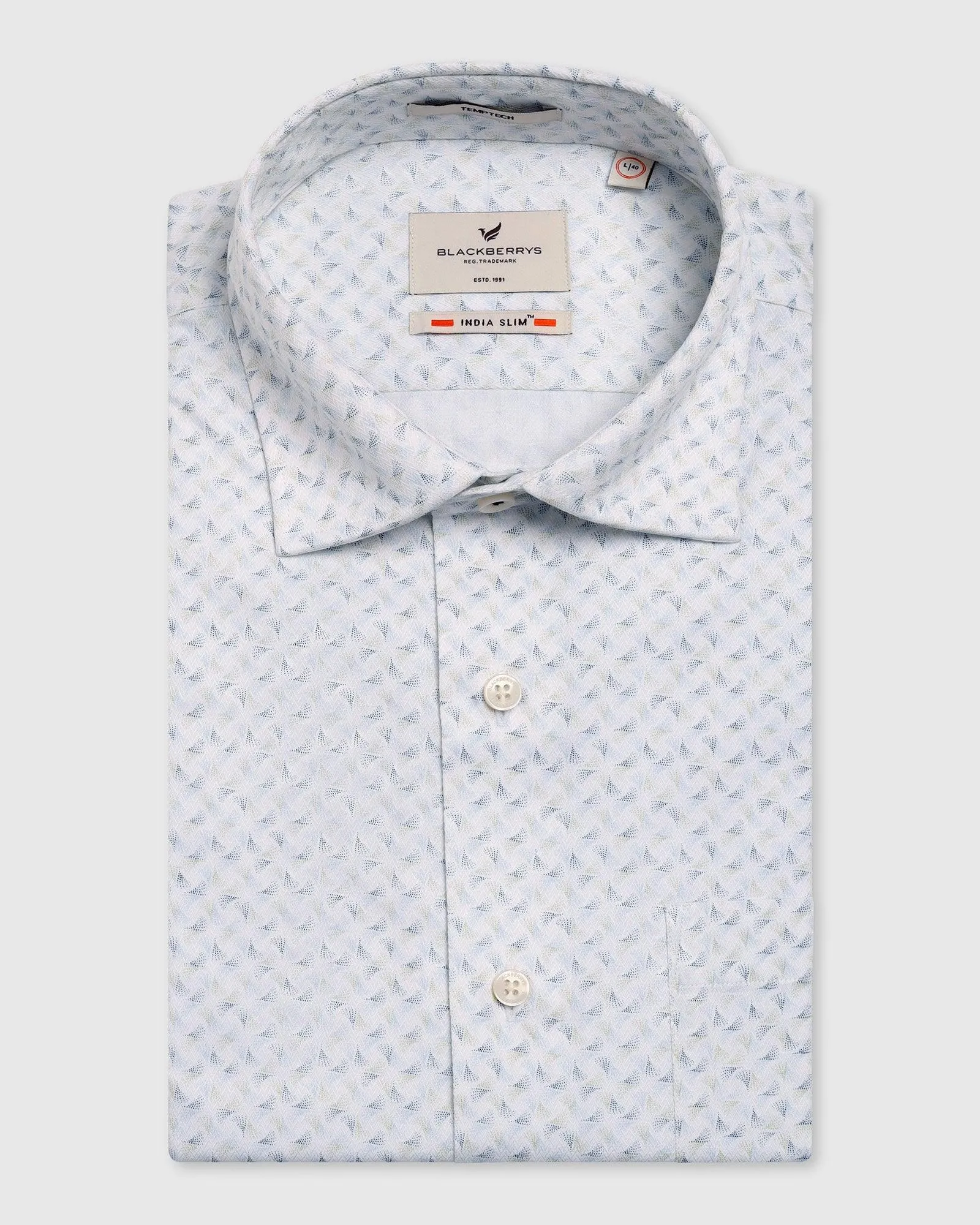 Temp Tech Formal White Printed Shirt - Mateo