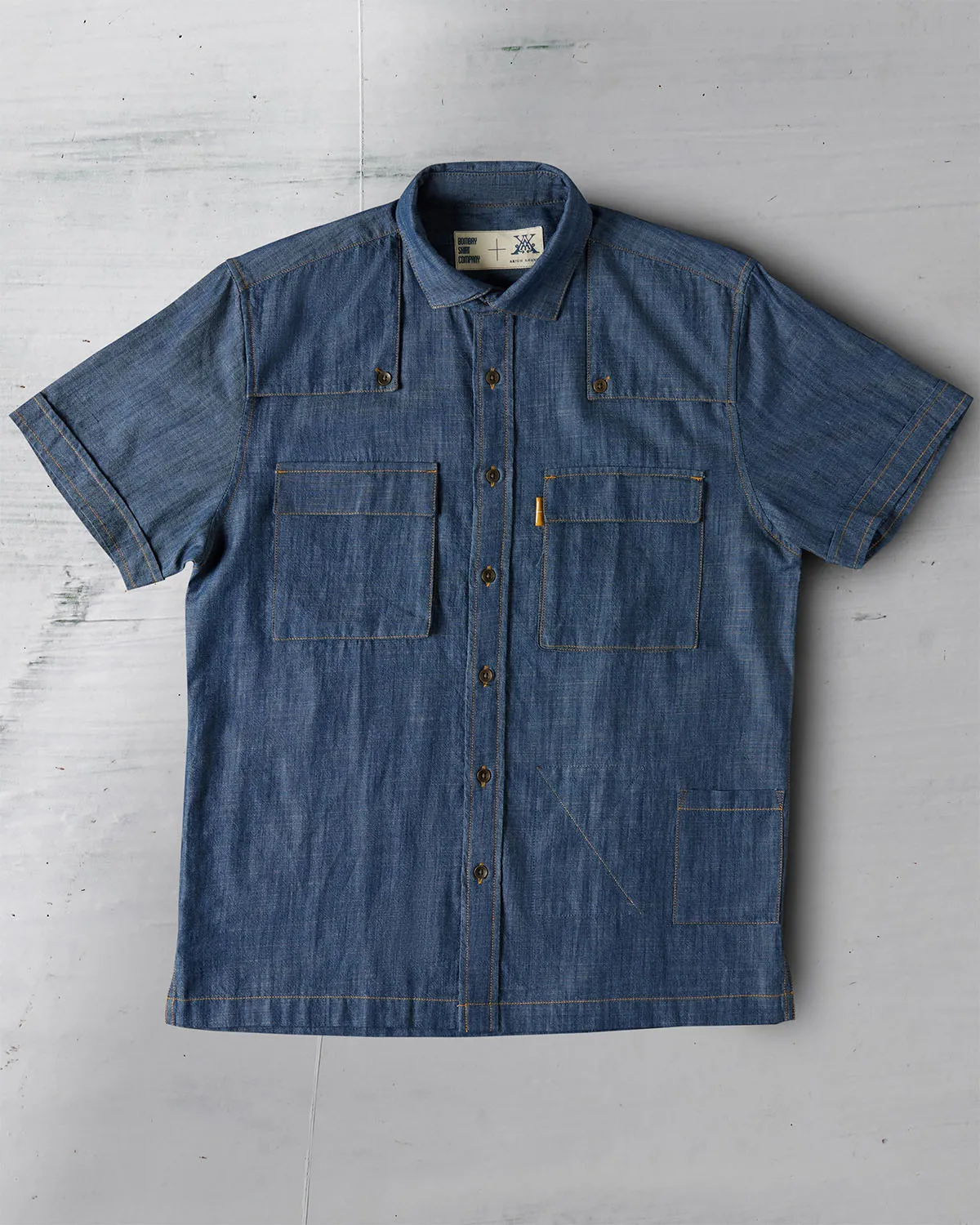 The Double Flapper Half Sleeve Shirt - Mid Blue