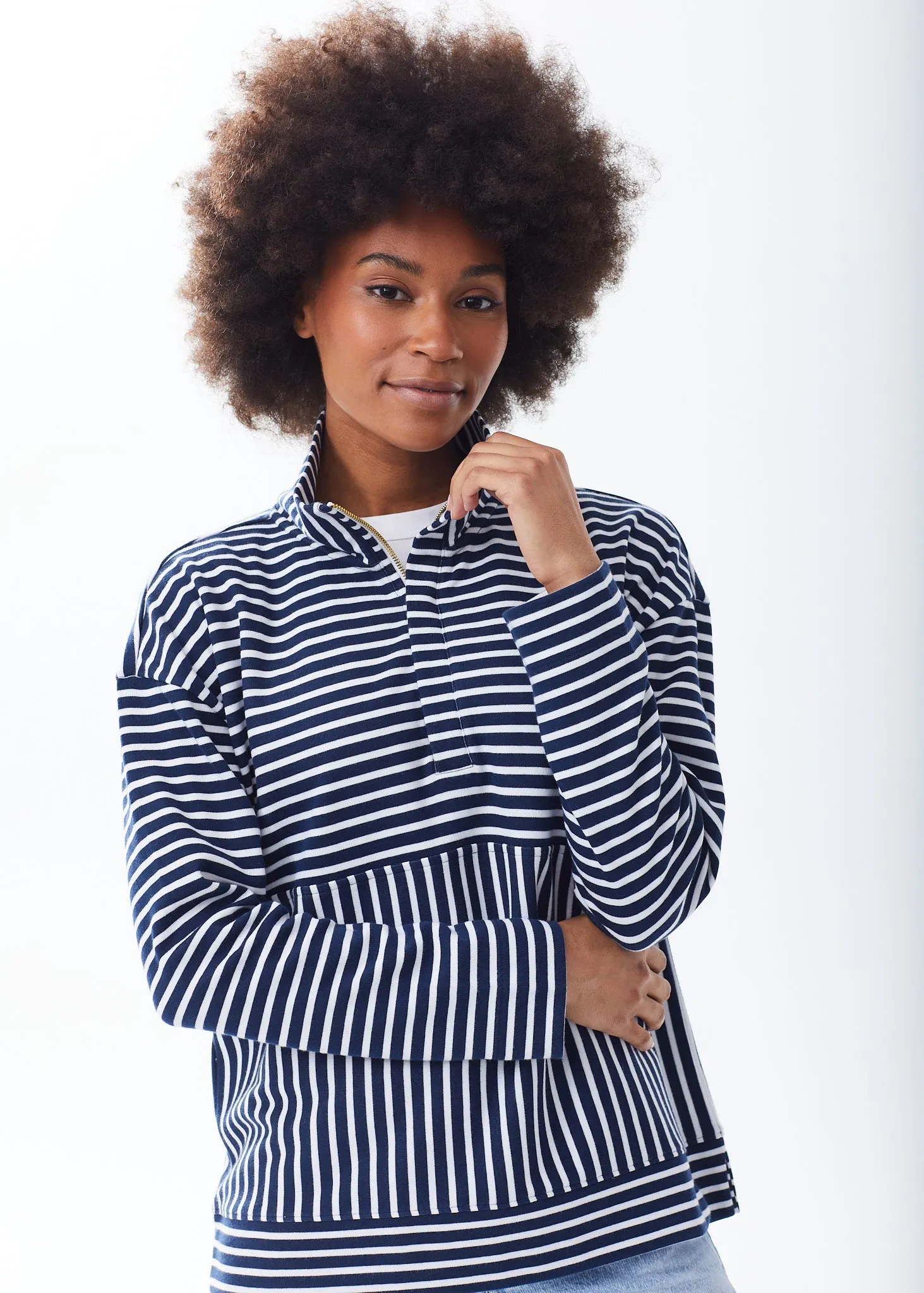 The Zip-Up Sweatshirt - Striped