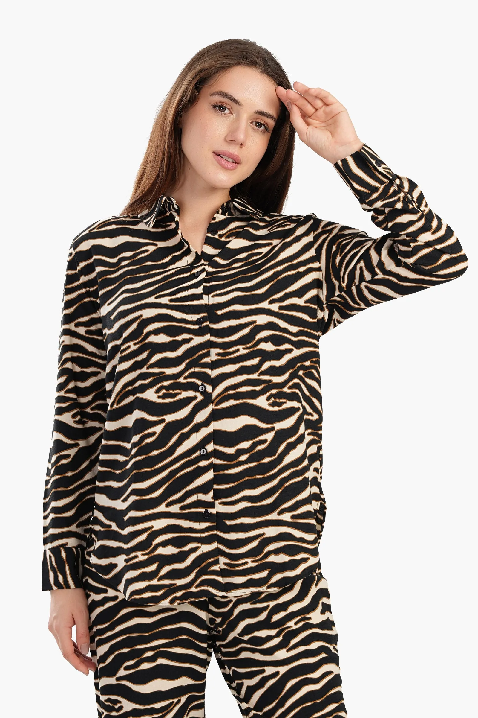 Voile Zebra Print Shirt