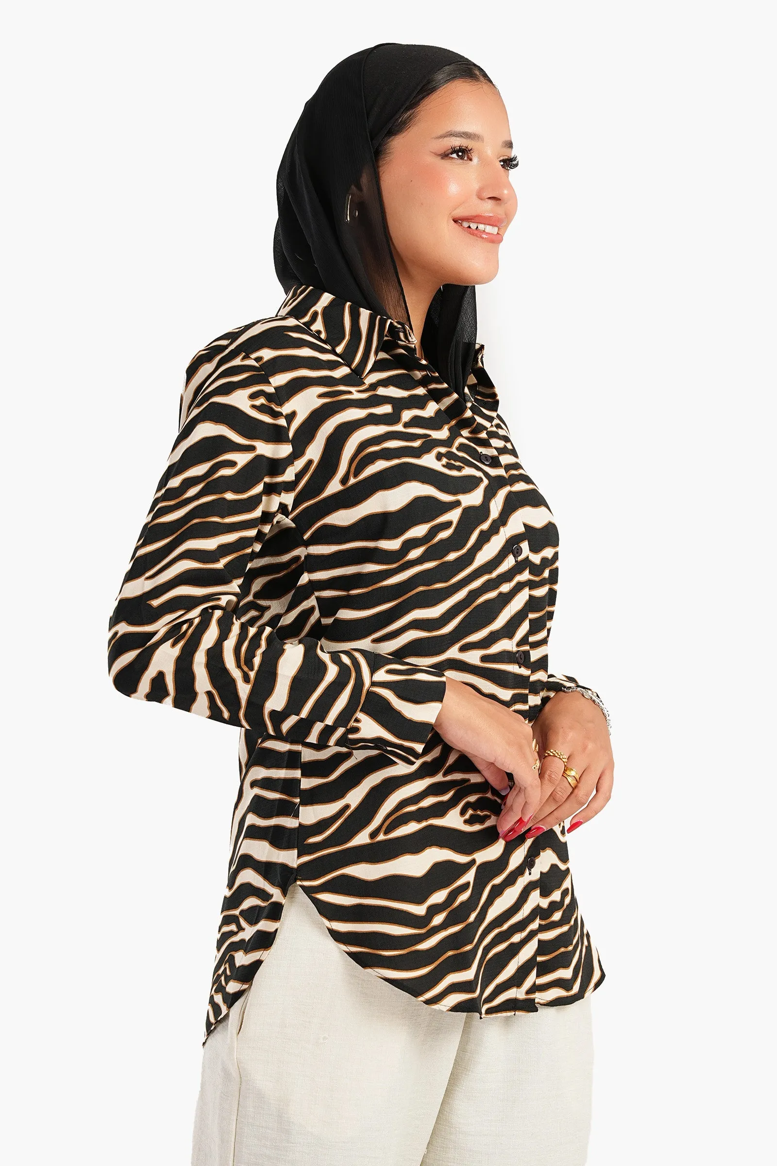 Voile Zebra Print Shirt