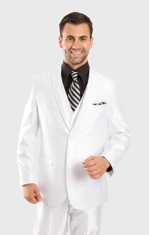 White Shiny Vested Suit